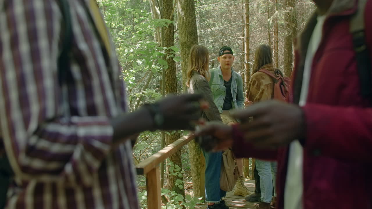 Friends Hiking in the Woods