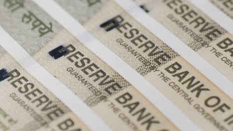 new indian currency 500 rupees note from reserve bank of india with print in english and hindi language. push back, 4k.