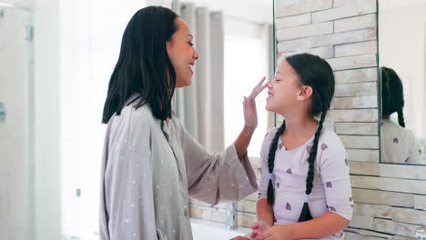 Family,-cream-and-mother-with-girl-in-bathroom