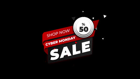 Cyber-Monday-sale-sign-banner-for-promo-video.-Sale-badge.-50-percent-off-Special-offer-discount-tags-with-Alpha-Channel-transparent-background.