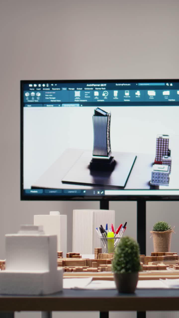 Vertical Video Empty modern office prepared for real estate meetings and planning sessions