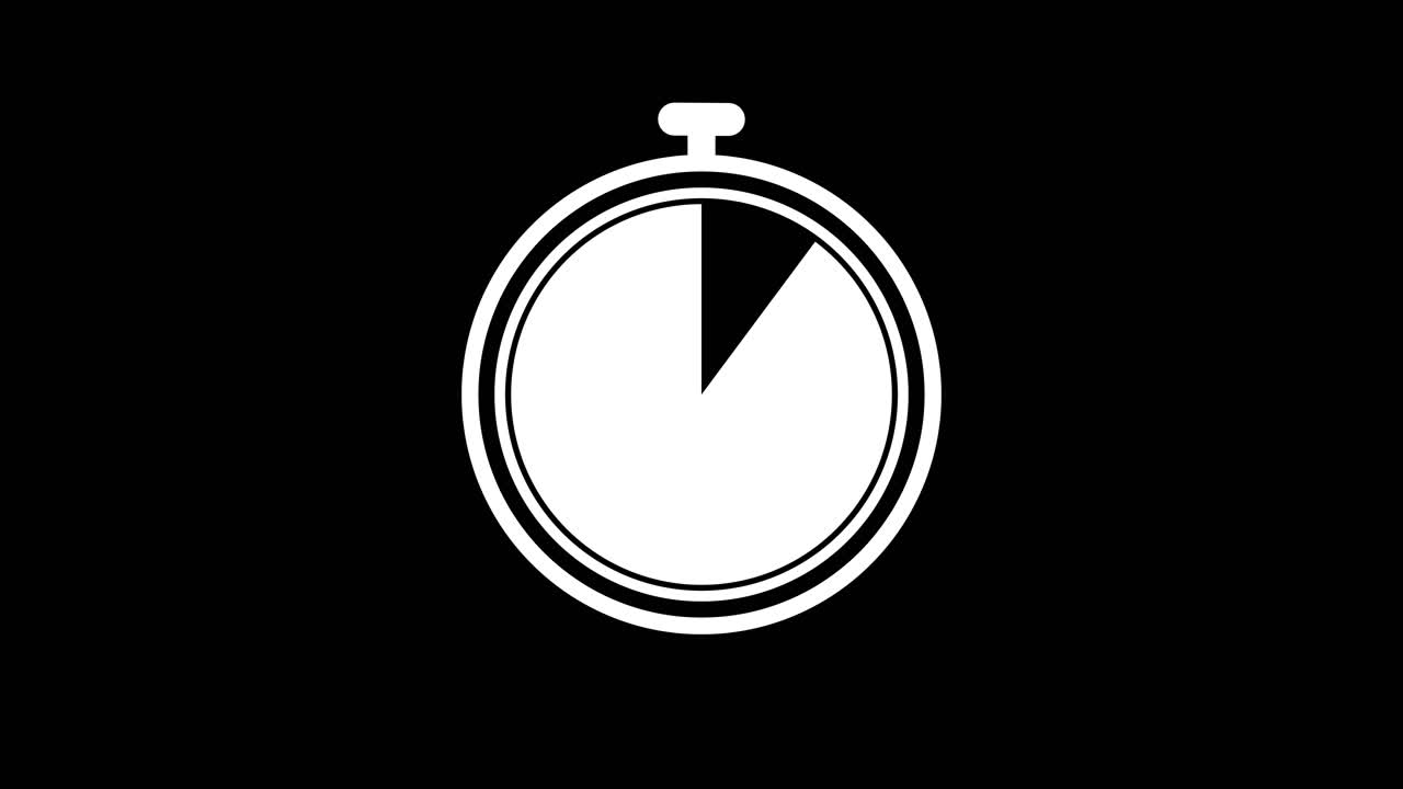 Animated Stopwatch Icon Counting Down on Black Background