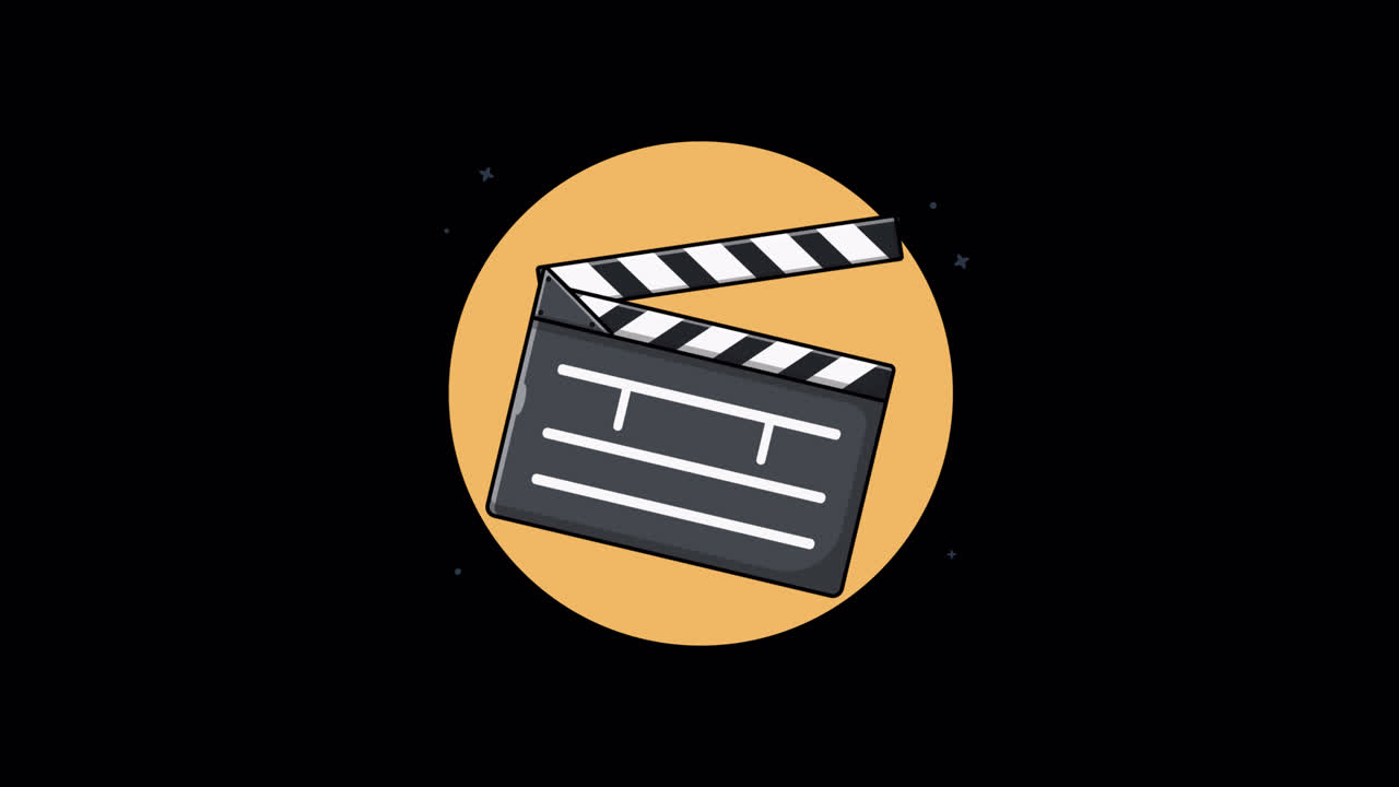 Animierte Zeichentrick-Filmklappe öffnet und schließt sich