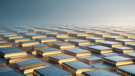an infinite grid of glowing books