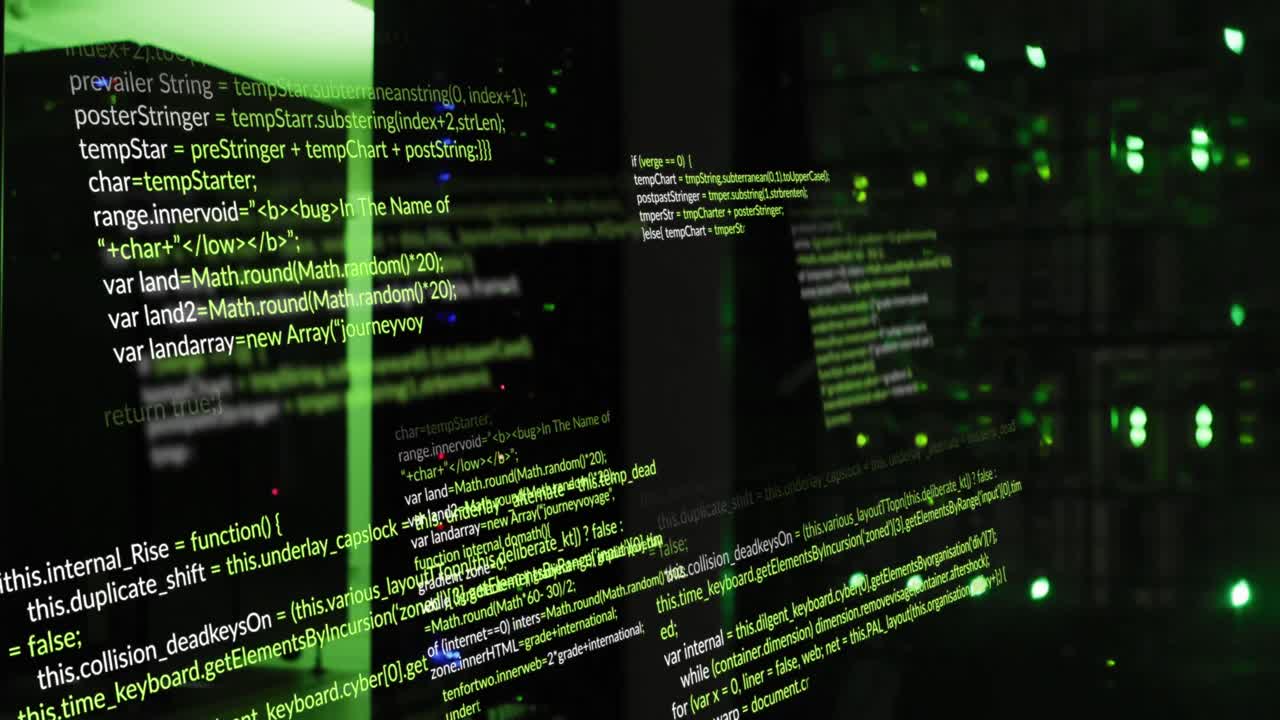 animation du traitement des données sur fond noir