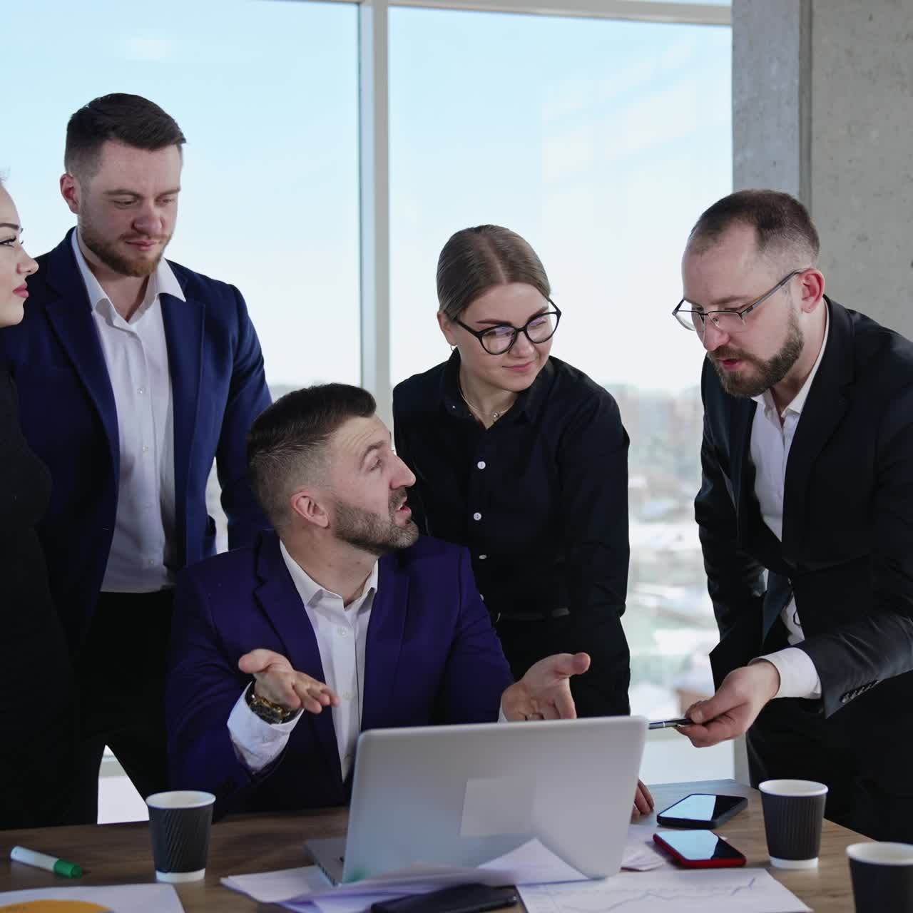 Business multitechic briefing. Professional business meeting