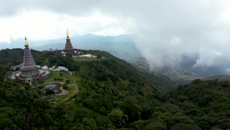 Stunning-aerial-scenery-at-Doi-Inthanon-Temple-high-above