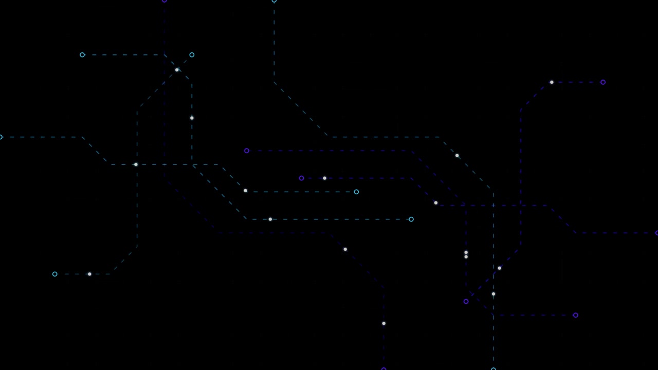 Abstract Digital Circuit Board Animation with Glowing Nodes