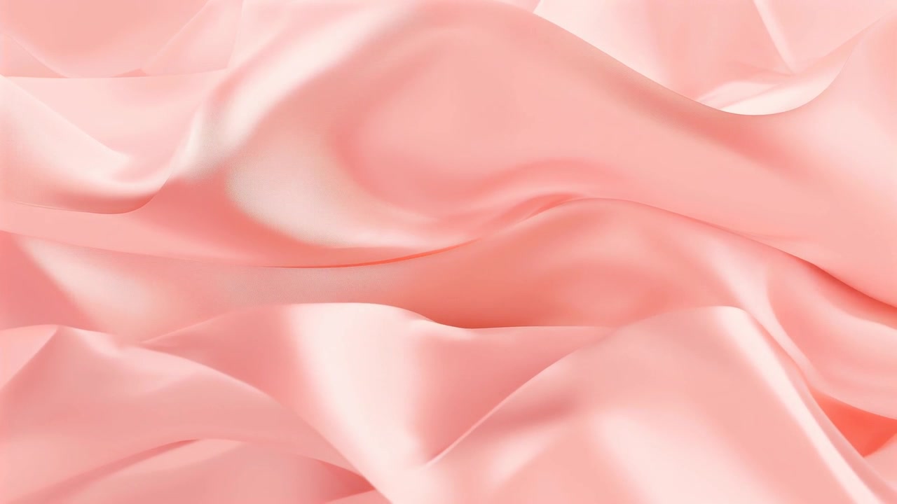 Tessuto di raso rosa cangiante che si gonfia e ondeggia mentre la morbida illuminazione dello studio si sposta, mostrando i punti luce.