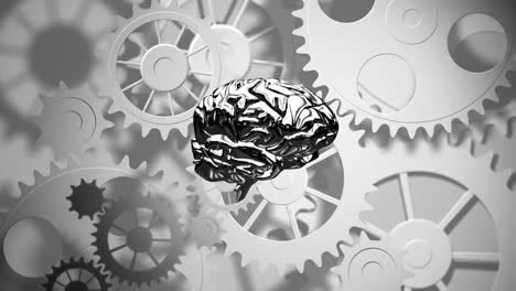 spinning brain against mechanical gear