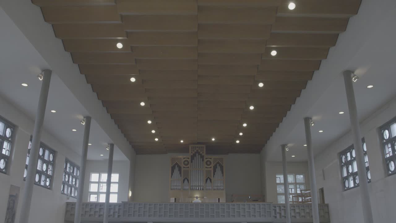 View into the empty Bruder Klaus church in Gundelfingen, Germany