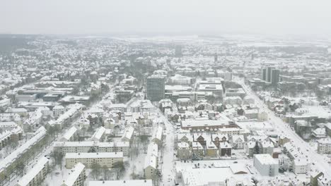 Drone-Aerial-of-the-university-city-Göttingen-after-snow-storm-tristan-in-the-winter-of-2021