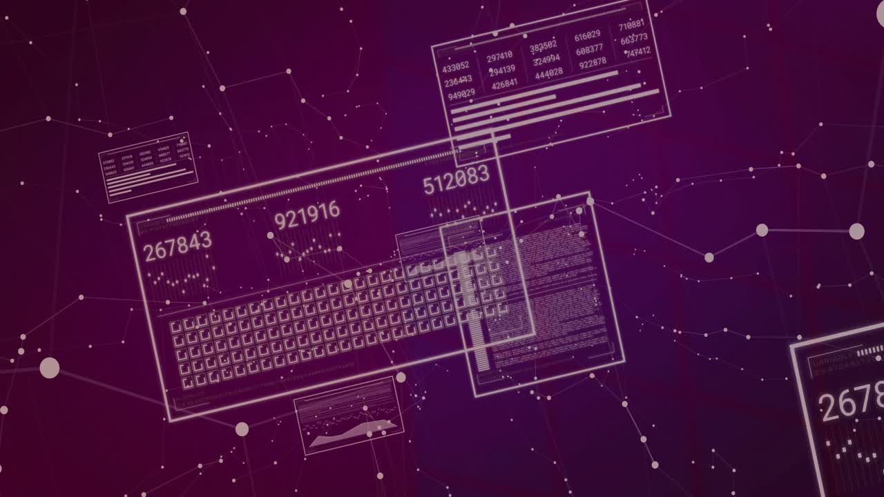 Centralt datapanel viser et gitter af firkantede celler, mens numeriske aflæsninger opdateres på tværs af netværksnoder