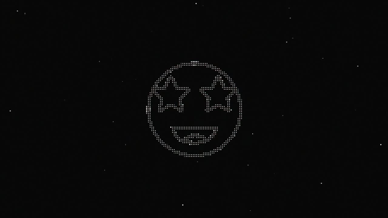 línea sonrisa hud símbolo holográfico en pantalla de televisión digital vieja animación de glitch de bucle sin costuras. corazones. retro dinámico y alegre. imágenes de video coloridas y vintage.