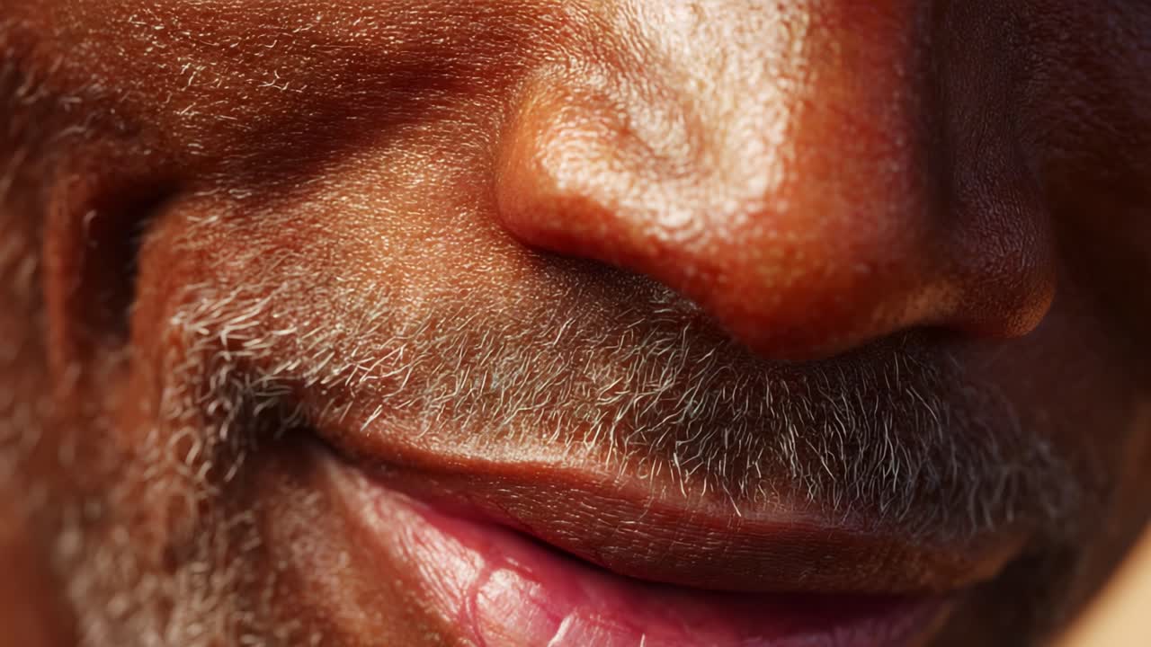 Close-Up Capturing the Essence of a Smile: A Detailed View of a Gentleman's Face Showcasing Unique Facial Features and the Beauty of Human Connection