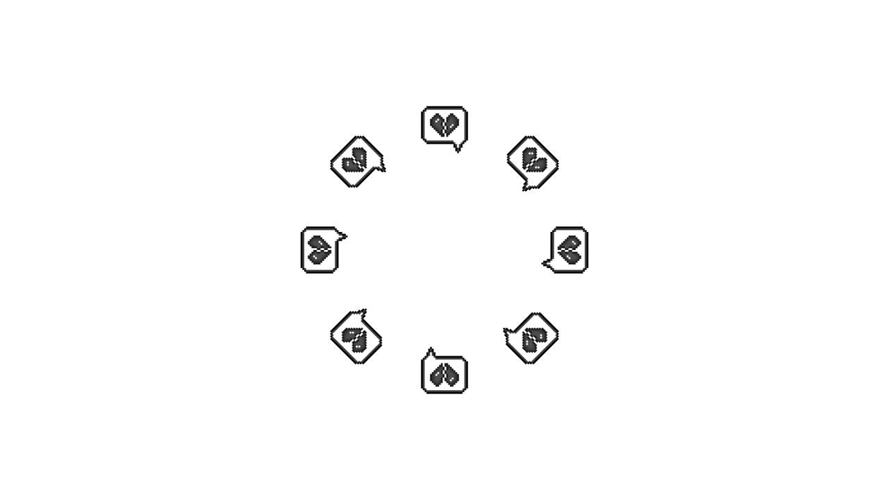 Pixel Art Speech bubble Broken heart Spinning Circle Animated Overlay Transparent 30fps (6)