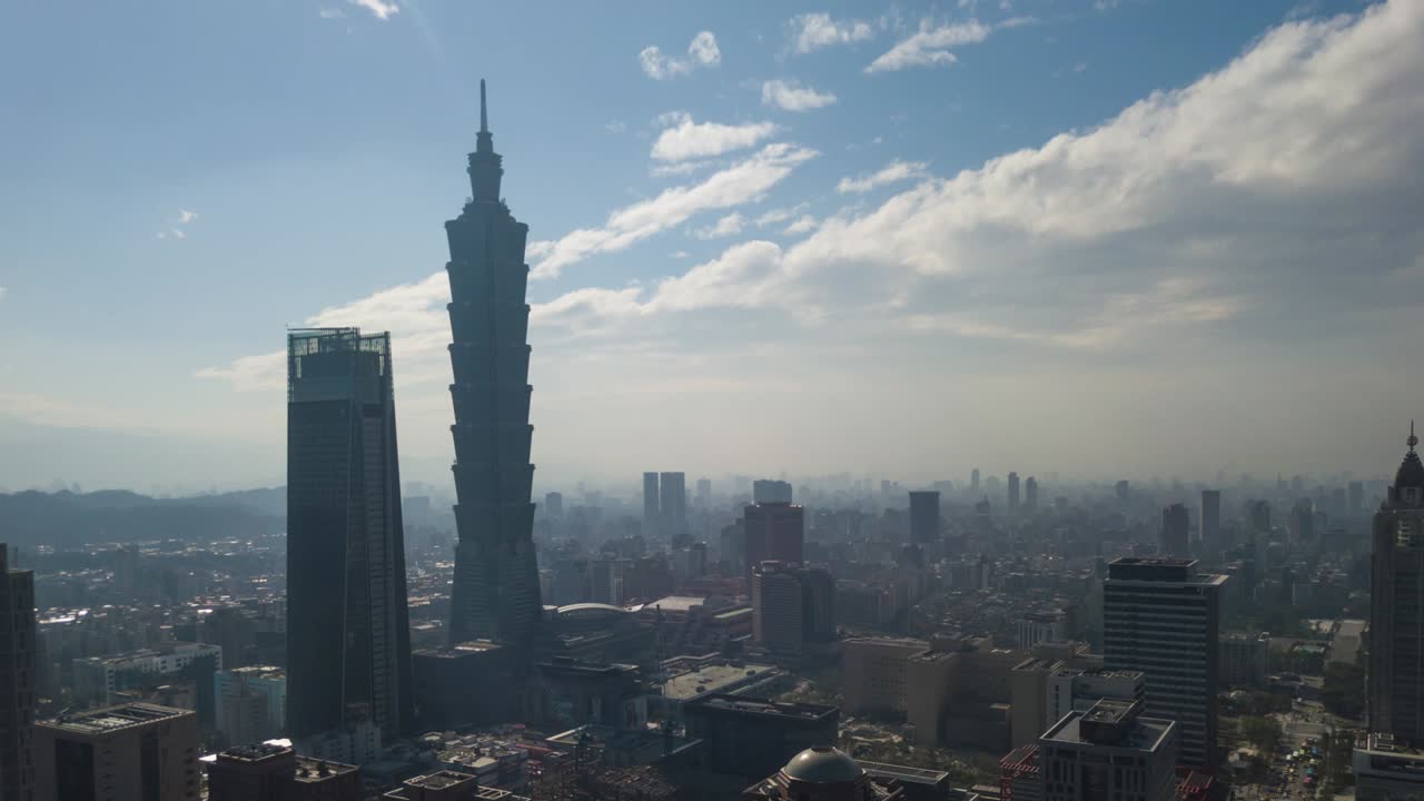 dia ensolarado taipei paisagem da cidade famosa torre panorama aéreo 4k timelapse taiwan