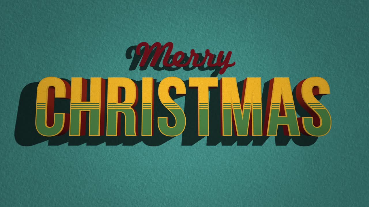 Retro Merry Christmas text set on a green grunge texture