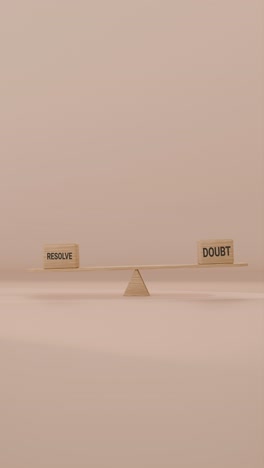 veritcal video of resolve and doubt balancing on seesaw