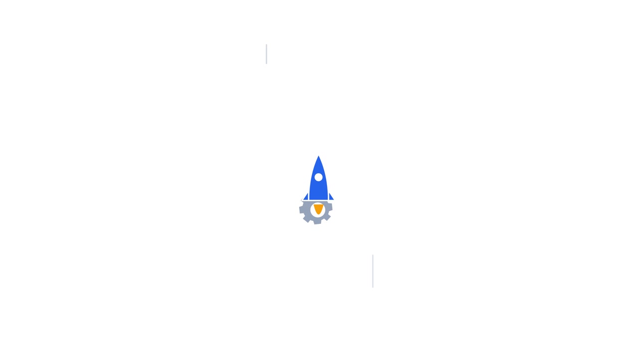 Animated Rocket Ship Launching from a Gear Icon