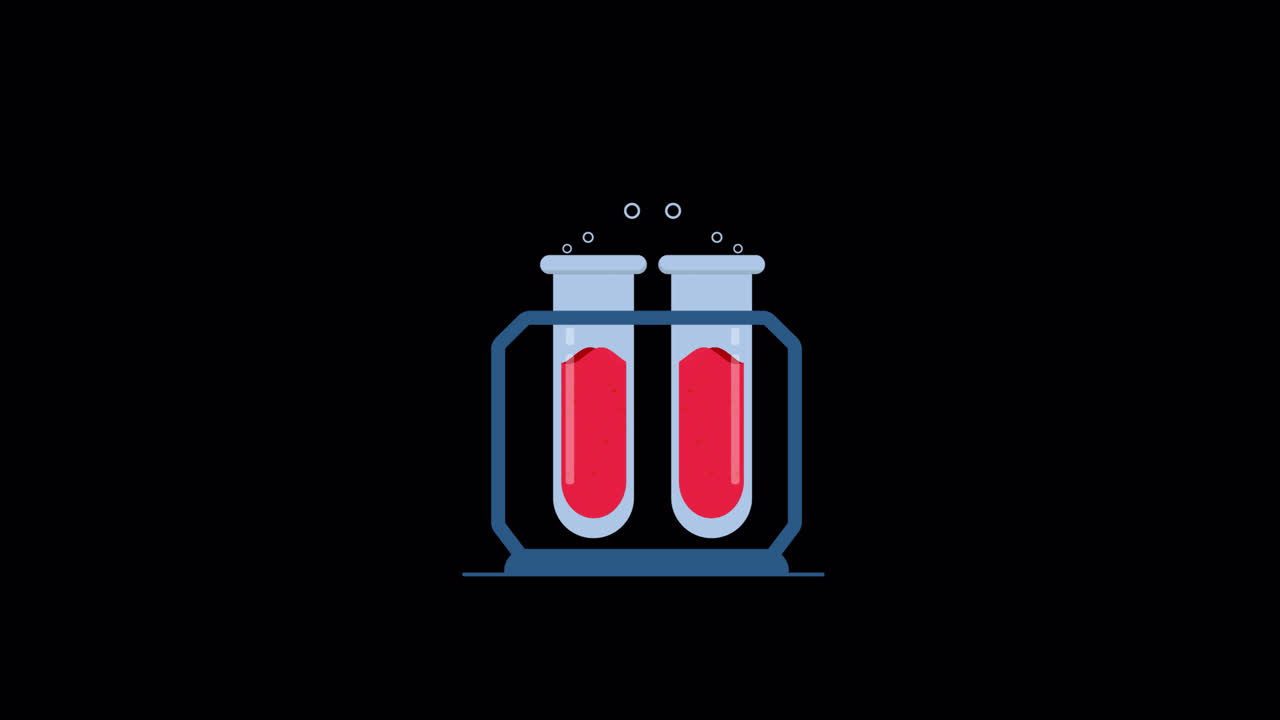 Animated Chemical Reaction in Laboratory Test Tubes