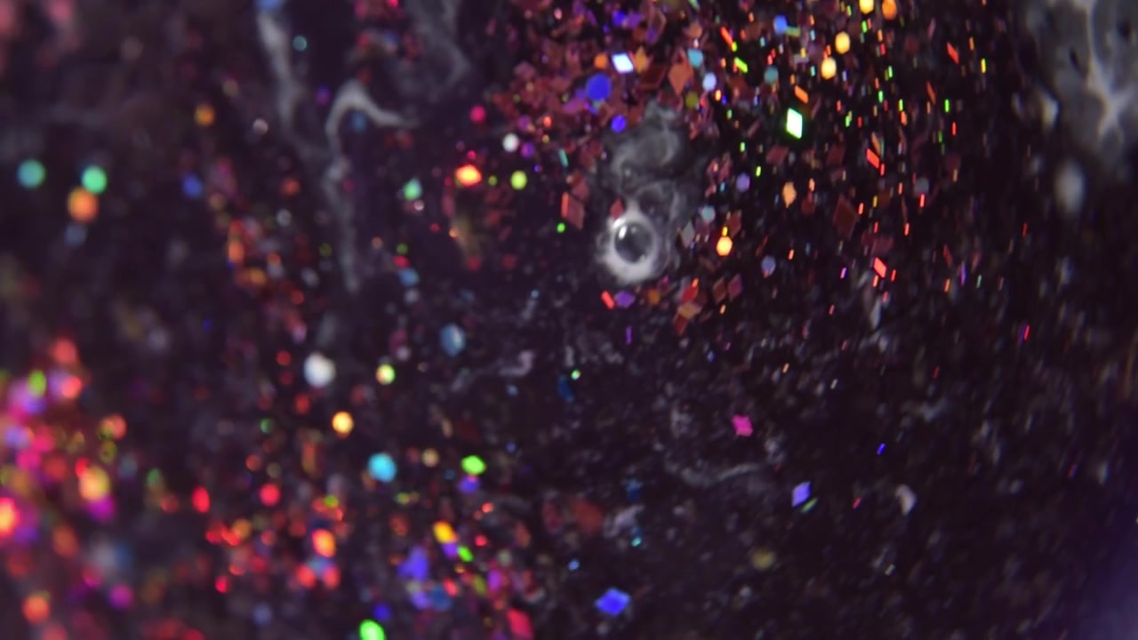 Glitter particles close up