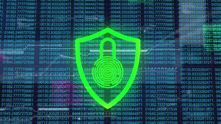 Animation of padlock and shield illuminating over changing numbers