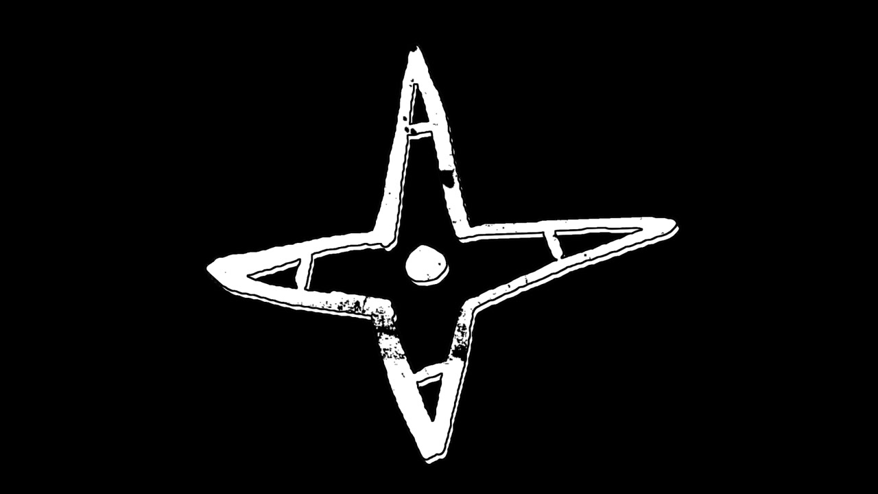 Animovaný blikající grunge symbol hvězdy na černém pozadí.