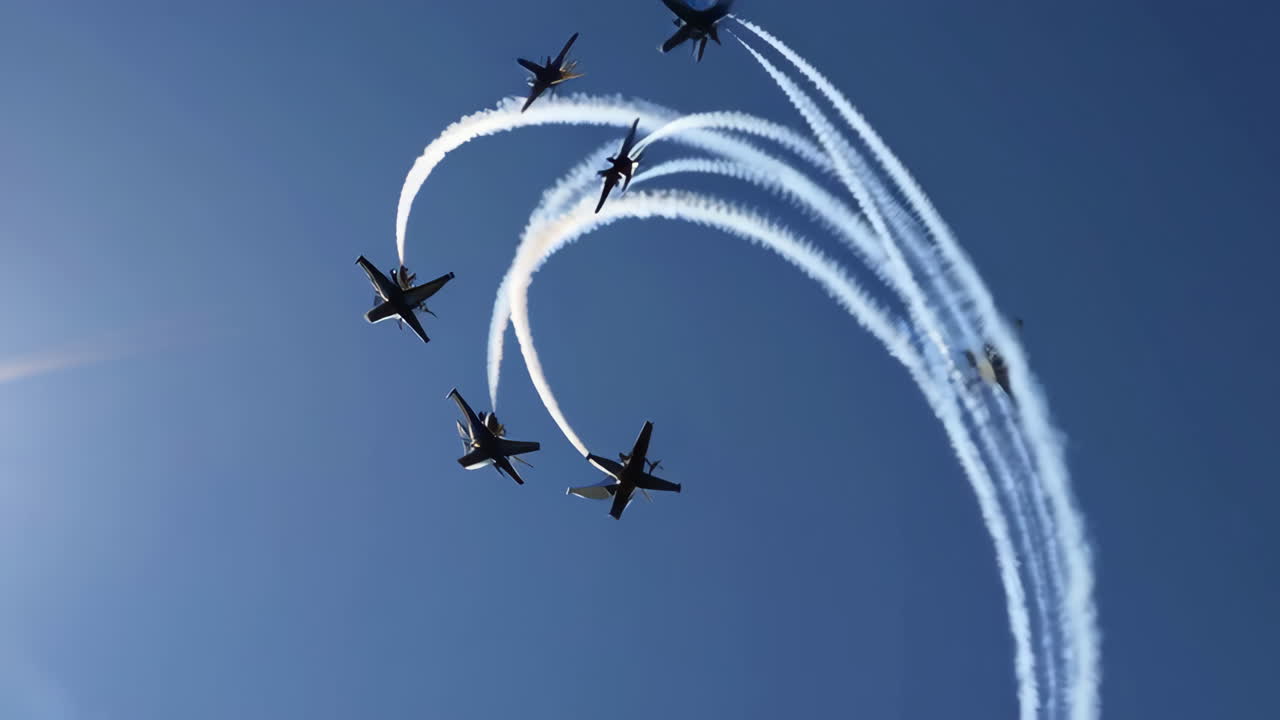 Airshow with Fighter Jets and Smoke Trails