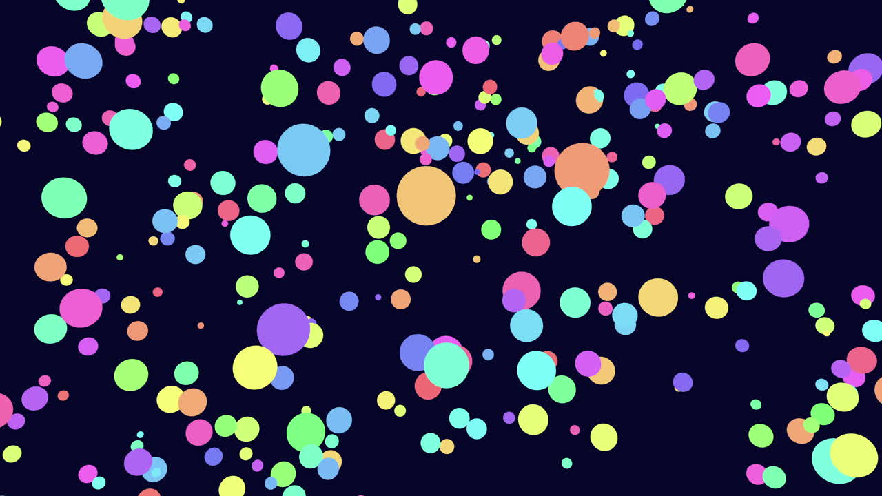 활기찬 떠다니는 원들이 장난스러운 춤을 추고 있습니다.