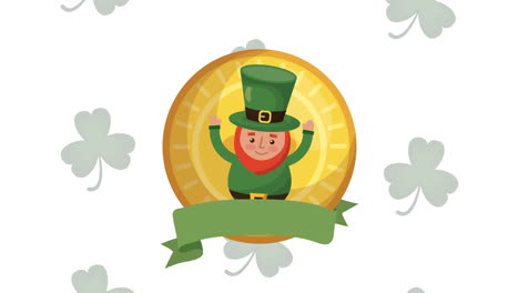 st patricks day animated card with elf and coin