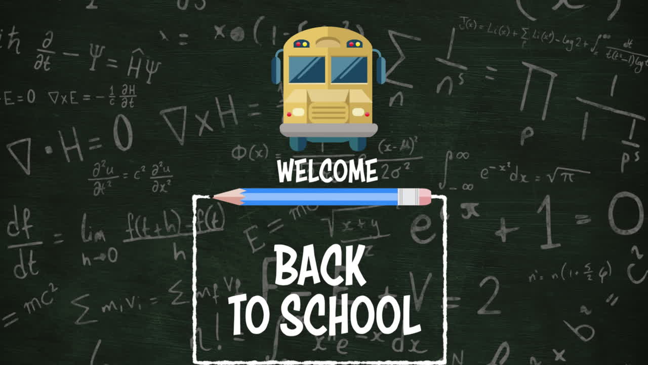 초록색 배경에 있는 학교 복귀 텍스트의 애니메이션