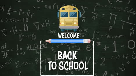 animación del texto de regreso a la escuela sobre fondo verde