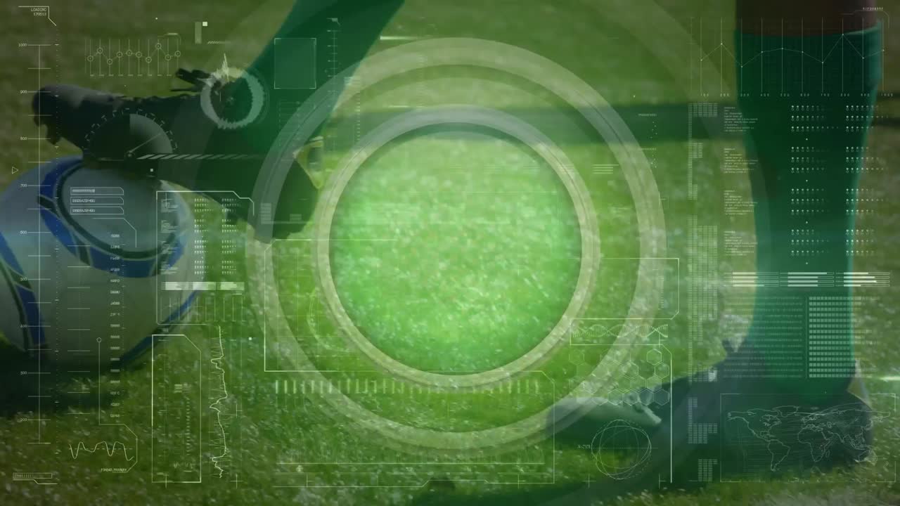 남성 축구 선수들의 다리에 대한 다양한 데이터 처리 애니메이션