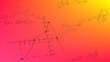 animation of hand written mathematical formulae over pink background