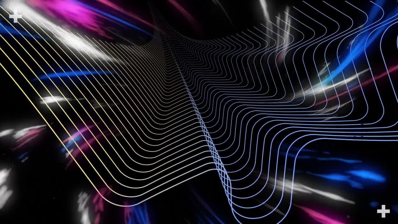 Animation of mesh and light trails on black background
