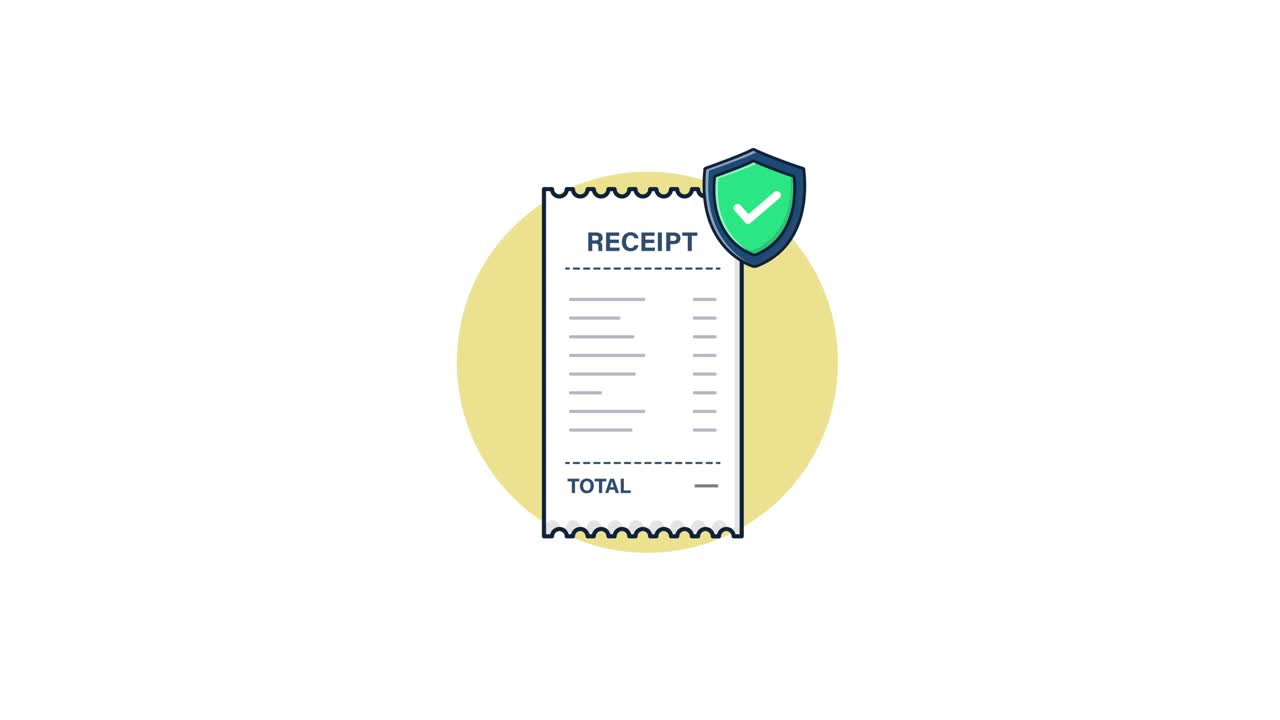 Animated Receipt with Security Shield and Checkmark