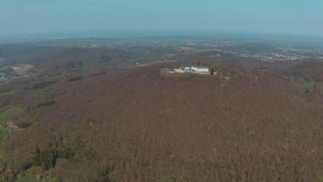 Drone-shot-of-Petersberg-near-Bonn---Königswinter-with-river-rhine-4K-25-fps