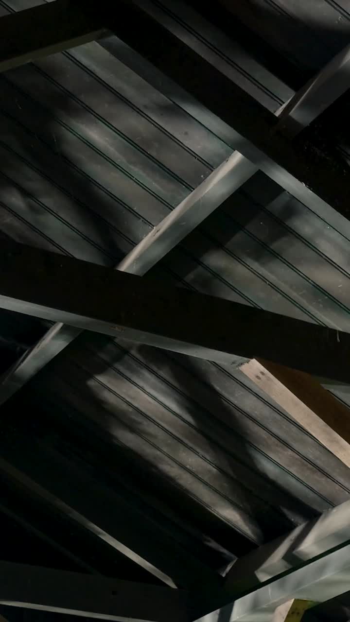 Interior view of wooden ceiling beams