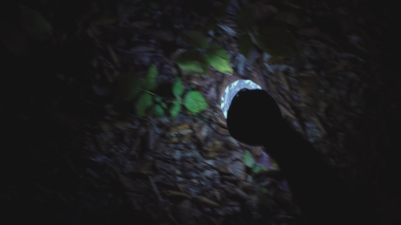 led luz en un palo apuntado al suelo.