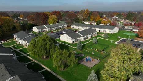 residential apartment unit buildings with playground