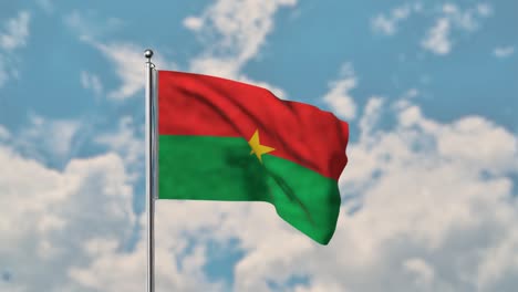 burkina faso flag waving in the blue sky realistic 4k video
