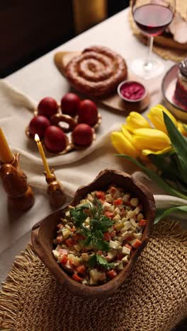 mesa de la cena festiva de la pascua