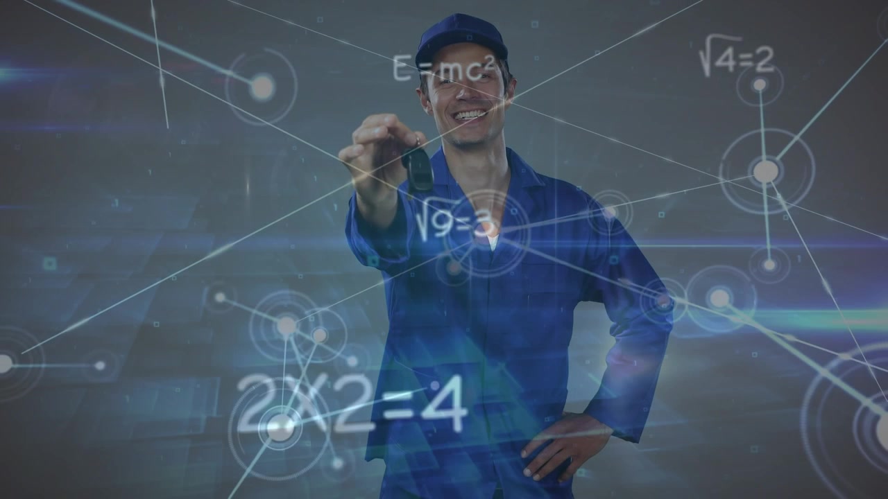 Animation von Datenverarbeitung über Männern.