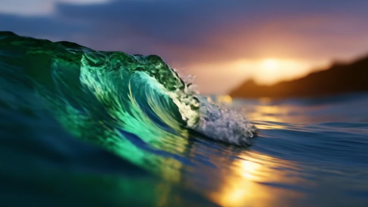 Captivating Ocean Waves Glimmering at Sunset, Showcasing Nature's Beauty Through Vibrant Colors and Motion, Inviting Serenity and Adventure in Every Crest