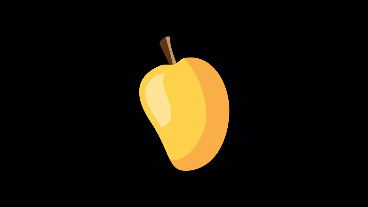 Mango animato in stile cartone animato che appare e scompare