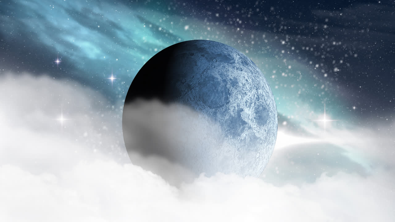 별과 구름과 함께 우주에서 지구 행성의 애니메이션