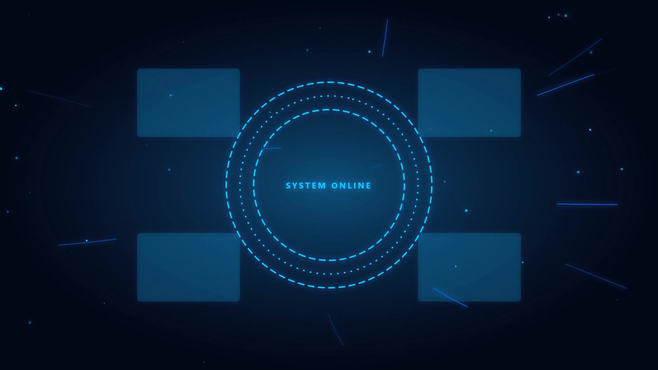 Futuristic Digital Interface with System Online Text and Data Lines