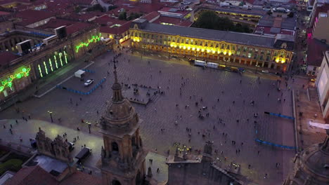 Nice-dusk-aerial-shot-over-downtown-Bogota-Columbia-1