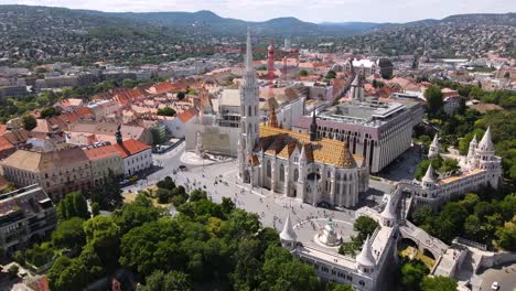 aerial view of matthias church in budapest, hungary